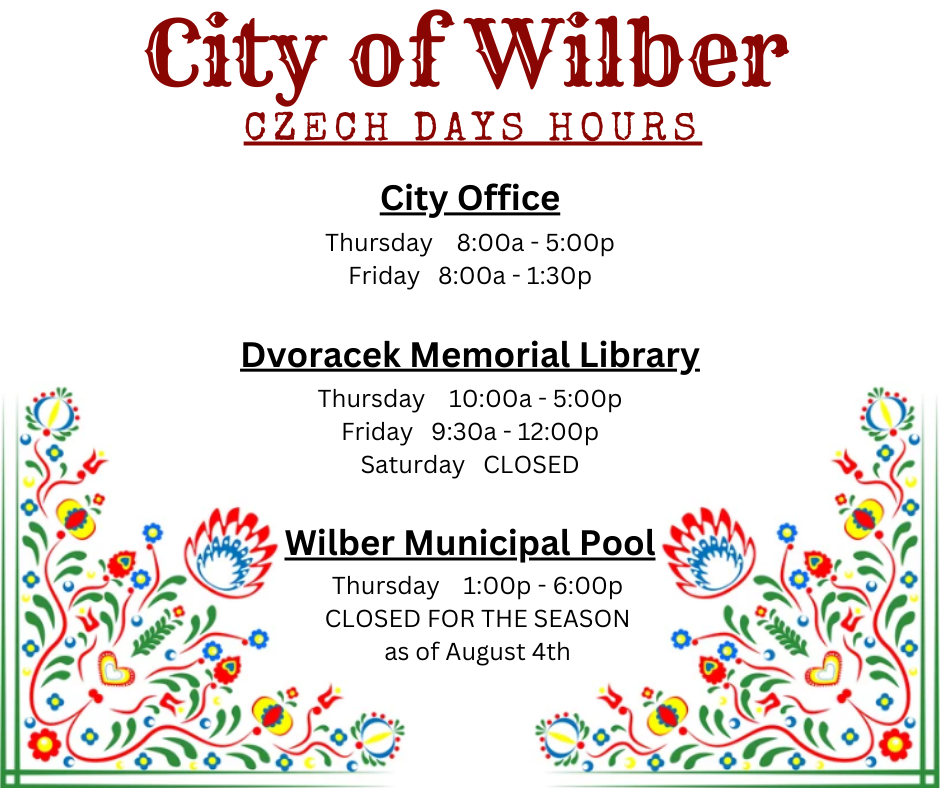 Czech Days Hours City of Wilber